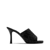 Burberry Quilted Leather Rose Mule Sandals In Black