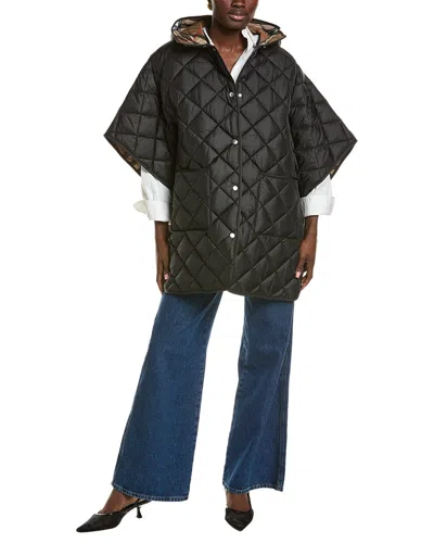 Burberry Quilted Snap Poncho In Black