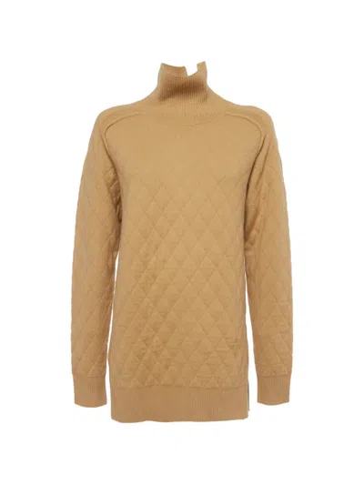 Pre-owned Burberry Quilted Turtleneck Sweater In Neutral