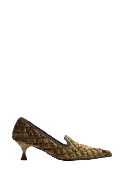Burberry Quilted Velvet Cameo Slippers In Green