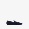 Burberry Velvet Quilted Estate Slippers In Blue