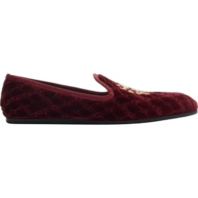 Burberry Quilted Velvet Estate Slippers In Burgundy