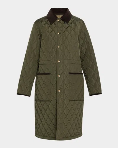 Burberry Quilted Velvet-trim Coat In Shale
