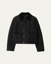 Burberry Oldham Black Quilted Jacket With Corduroy Collar In Tech Fabric Woman In Black
