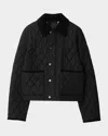 Burberry Oldham Black Quilted Jacket With Corduroy Collar In Tech Fabric Woman In Black