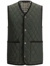 Burberry Quilted Green Gilet With Distinctive Button Closure