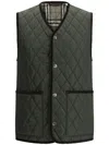 Burberry Quilted Green Gilet With Distinctive Button Closure