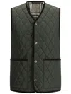 Burberry Quilted Green Gilet With Distinctive Button Closure