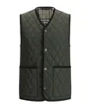 Burberry Quilted Green Gilet With Distinctive Button Closure In Black