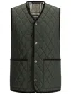 Burberry Quilted Green Gilet With Distinctive Button Closure In Green