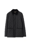 Burberry Diamond Quilted Jacket With Corduroy Collar In Black