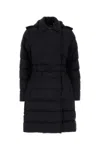 Burberry Double-breasted Kent Long Puffer Coat With Belt In Blue