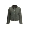 Burberry Corduroy Collar Quilted Jacket In Green