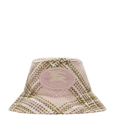 Burberry Raffia Knight Stamp Bucket Hat In Pink
