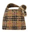Burberry Womens Sand Small Margate Check Raffia Hobo Bag In Neutral
