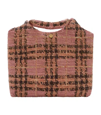 Burberry Raffia Margate Tote Bag In Pink