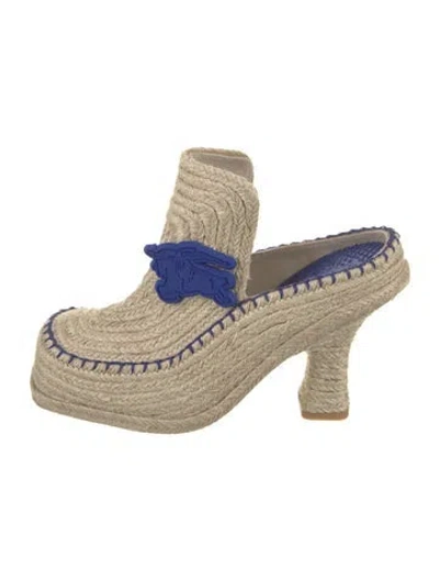 Pre-owned Burberry Raffia Mules In Neutral