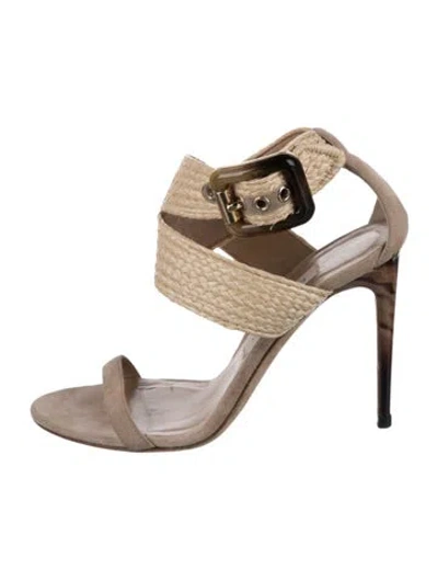 Pre-owned Burberry Raffia Sandals In Neutrals