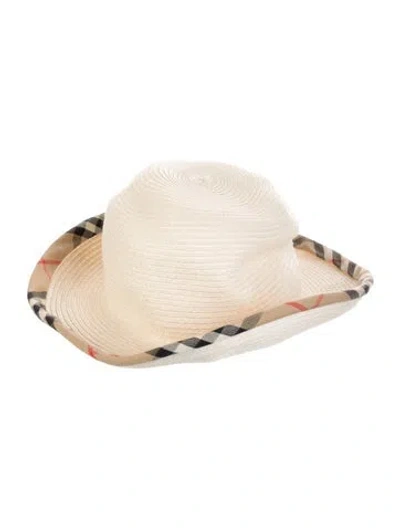 Pre-owned Burberry Raffia Sun Hat In Neutrals