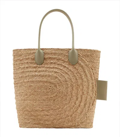 Burberry Woven-raffia Tote Bag In Beige