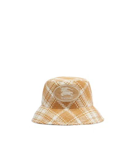 Burberry Raffia-effect Bucket Hat In Gold