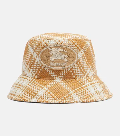 Burberry Raffia-effect Bucket Hat In Red