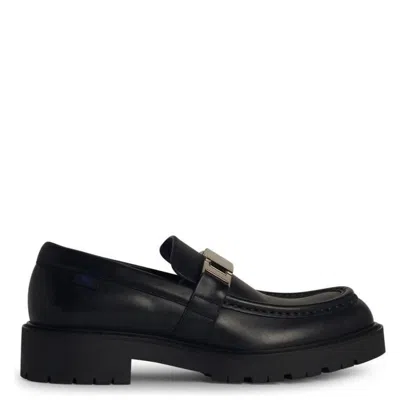 Burberry Raft Chunky Leather Loafers In Black