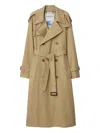 Burberry Waterloo Beige Double-breasted Trench Coat With Classic Collar And Belt Closure In Cotton Woman In Brown