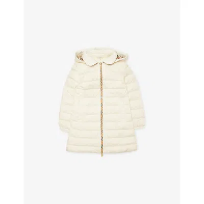Burberry Kids' Rain Long Nylon Puffer Coat 4- In White