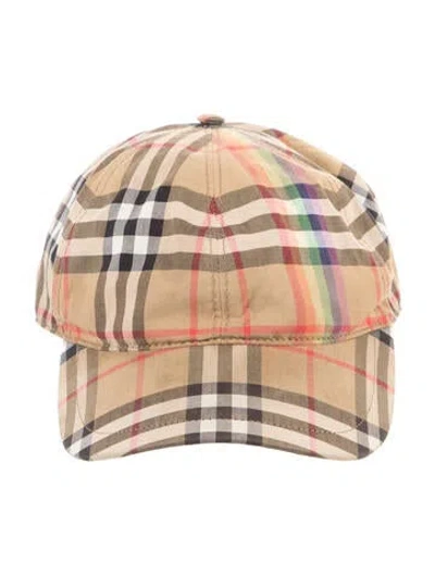 Pre-owned Burberry Rainbow Check Baseball Hat In Neutrals