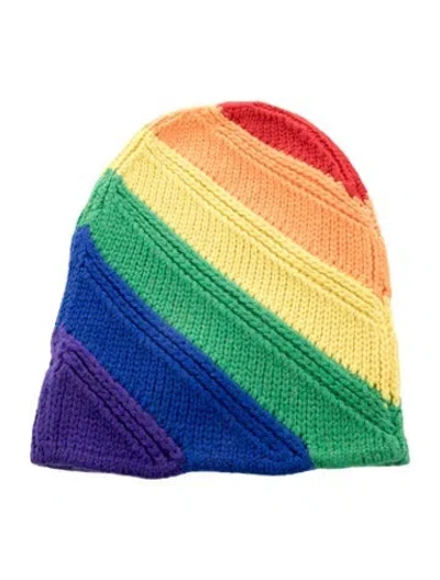 Pre-owned Burberry Rainbow Wool Beanie W/tags In Multi