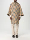 Burberry Check Hooded Cape In Sand