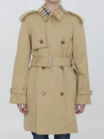 BURBERRY RAINCOAT WITH CHECK COLLAR