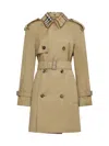 Burberry Cotton Double-breasted Short Trench Coat In Flax
