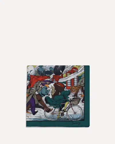 Burberry Raining Cats And Dogs Silk Scarf In Multi