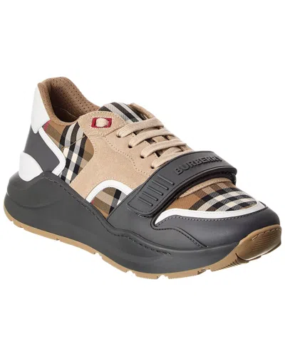 Burberry Ramsey Check Canvas & Suede Sneaker In Black