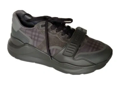 Pre-owned Burberry Ramsey Check Men's Dark Charcoal Sneakers 13 Us (46 Eu) 8042200 It In Gray