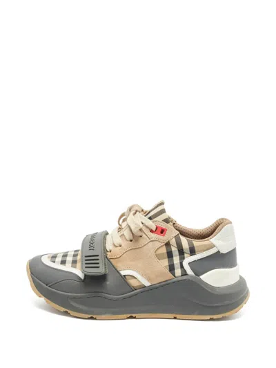 Pre-owned Burberry Ramsey Check Sneakers In Neutral