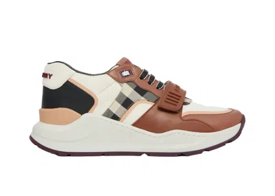 Pre-owned Burberry Ramsey Check (women's) Sneakers In Beige/brown/black In Multi