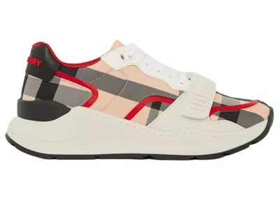 Pre-owned Burberry Ramsey Sneaker (women's) Sneakers In Beige/red/black In Multi