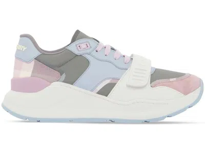 Pre-owned Burberry Ramsey Suede (women) Sneakers In Light Blue/pink