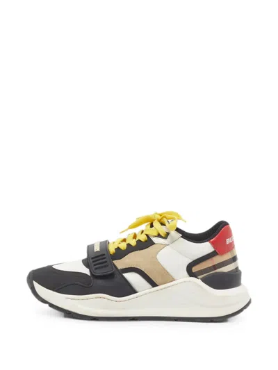 Pre-owned Burberry Ramsey Touch-strap Sneakers In White