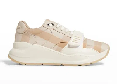 Pre-owned Burberry Ramsey Vintage Check (women's) Sneakers In Beige/white