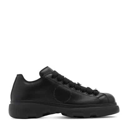 Burberry Ranger Barbed-wire Leather Sneakers In Black