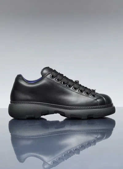 Burberry Ranger Leather Trainers In Black