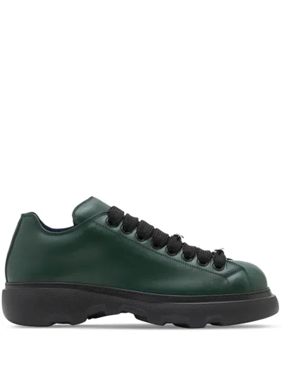 Burberry Man Sneakers Dark Green Size 8 Leather