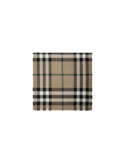 Burberry Raw-cut Checked Scarf In Nude