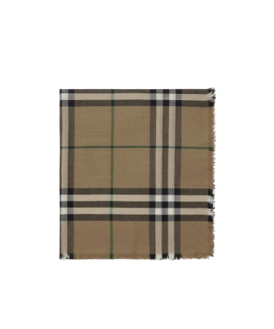 Burberry Oversized Check Wool Scarf In Brown