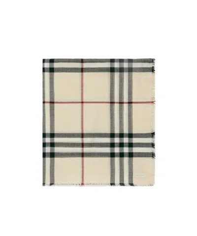 BURBERRY BURBERRY CHECK PRINTED FRAYED-EDGE SCARF