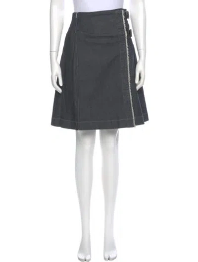 Pre-owned Burberry Raw-edge Trim Knee-length Skirt In Blue